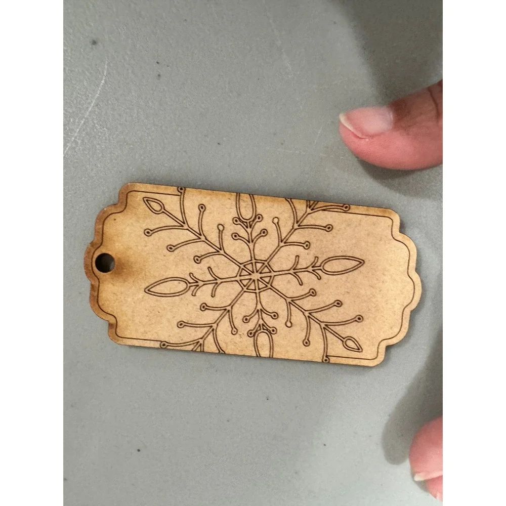 Wooden Snowflake Gift Tags Rustic Laser Etched Wood Labels with Twine 10 Pack